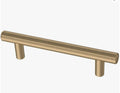 A modern cylindrical cabinet pull handle with a brushed brass or gold finish, shown on a plain white background.